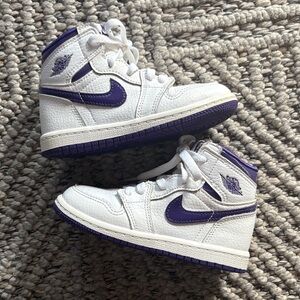 Nike Air Jordan 1 Retro High OG TD 'Court Purple' CU0450-151 Kids Size 8
